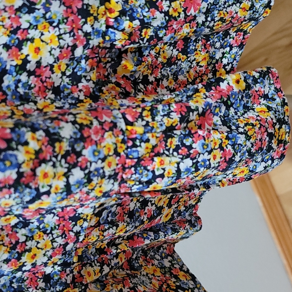 OLD NAVY DITSY FLORAL MINI DRESS CAMI TANK TOP BOHEMIAN RUFFLE HEM XL PETITE - Picture 6 of 12